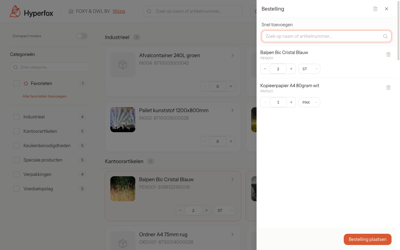Desktop order overview